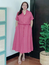 Load image into Gallery viewer, *Donna Plain Oldrose Drawstring Dress 0354
