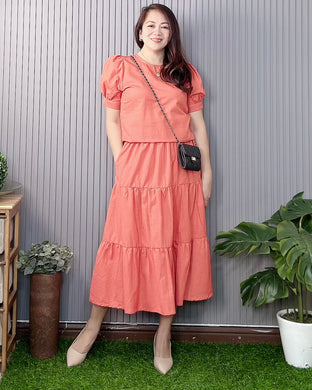 Lana Premium Linen Rust Top and Skirt 0006