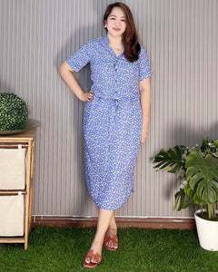 Aimee Printed Skyblue Dress 0028