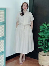 Load image into Gallery viewer, *Donna Plain Cream Drawstring Dress 0355