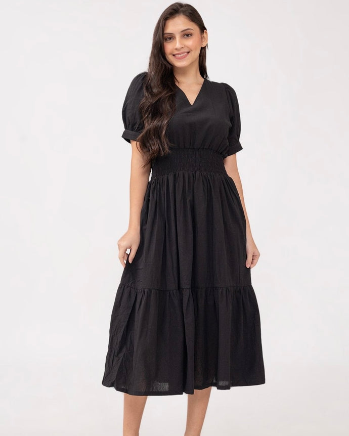 Sigrid Maxi Plain Black  Dress 0048