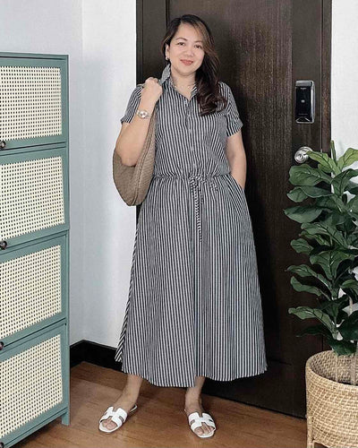 Dahna Striped Gray Dress 0305