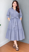 Load image into Gallery viewer, Nadia Cotton Pinstriped Dress 0001
