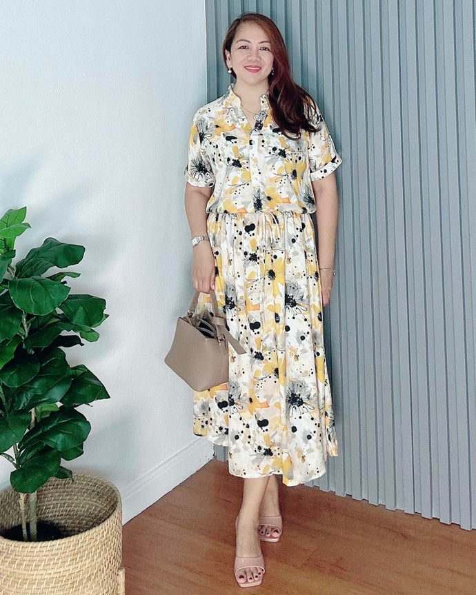 *Donna Printed Drawstring Dress 0370