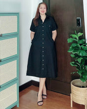 Load image into Gallery viewer, *Elena Premium Linen Black Dress 0051