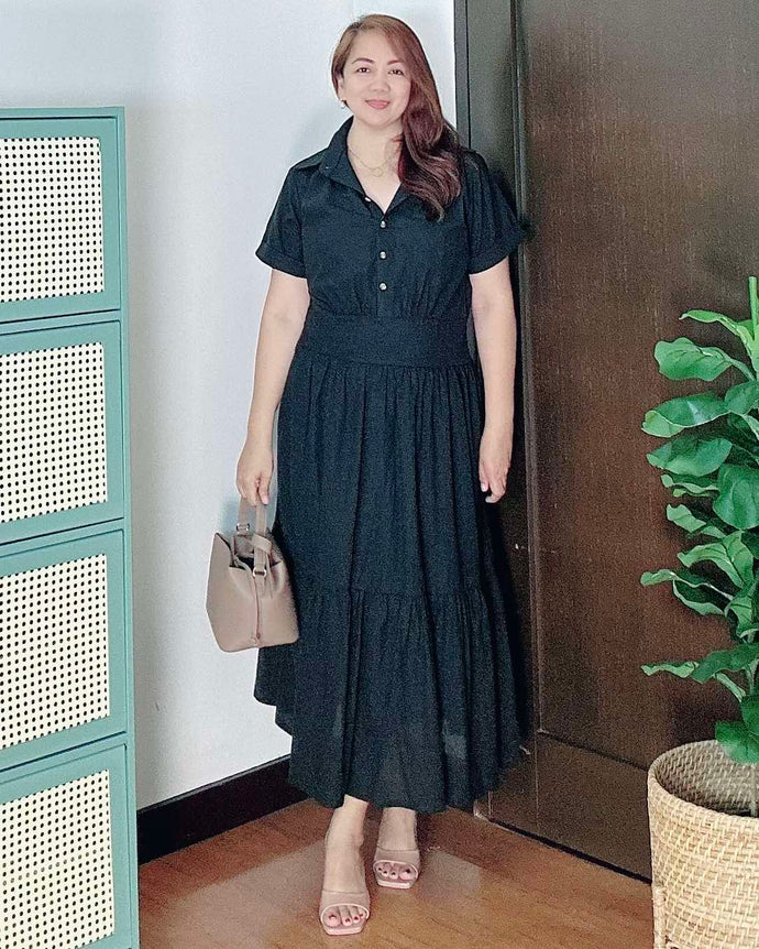 *Lysa Maxi Plain Black Dress 0051