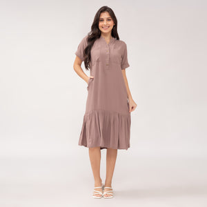 Hailey Plain Taupe Dress 0095