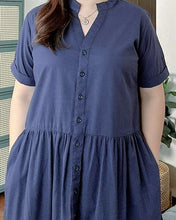Load image into Gallery viewer, *Pia Plain Navy Blue Dress 0253