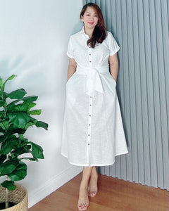 *Julia Maxi Premium Linen White Dress 0026