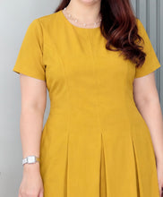 Load image into Gallery viewer, Flora Mustard Premium Linen  Dress 0002