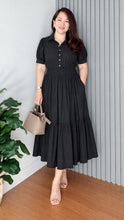 Load image into Gallery viewer, *Diana Cotton Linen Black Dress 0128
