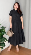 Load image into Gallery viewer, *Selena Cotton Linen Black Dress 0047