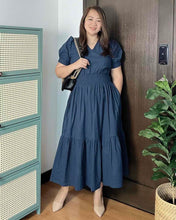 Load image into Gallery viewer, Sigrid Maxi Plain Navy blue Dress 0039