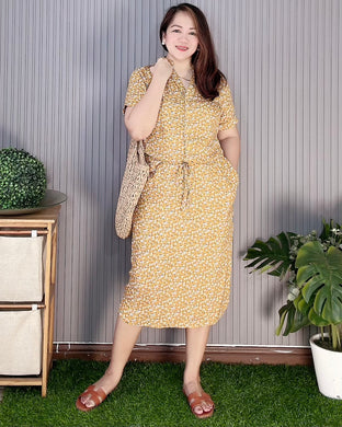 Aimee Printed Mustard Dress 0027