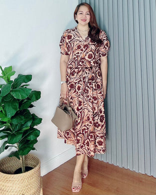 *Andi Drawstring Printed Dress 0042