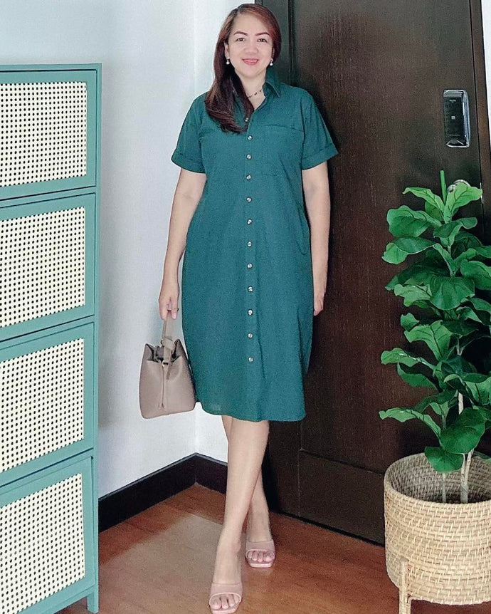 *Nicole Plain Blue Green Dress 0115