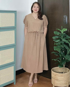 *Andi Drawstring Plain Dress 0018