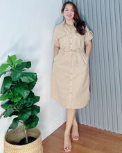 Load image into Gallery viewer, Mona Mocha Premium Linen Drawstring Dress 0004