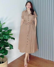 Load image into Gallery viewer, *Julia Maxi Polka Brown Dress 0022
