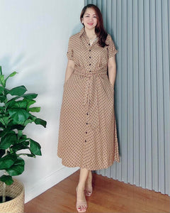 *Julia Maxi Polka Brown Dress 0022