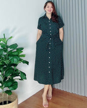 Load image into Gallery viewer, *Julia Maxi Polka Emerald Green Dress 0024