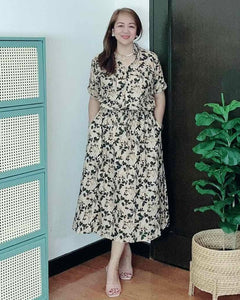 *Donna Printed Drawstring Dress 0360