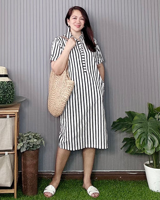 Denise Striped Black White Dress 0017