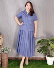 Load image into Gallery viewer, Trisha Premium Linen Denim Blue Top and Skirt Coordinates 0007