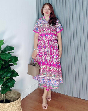 *Donna Printed Drawstring Dress 0364