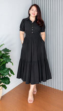 Load image into Gallery viewer, *Diana Cotton Linen Black Dress 0128