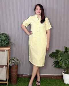 Bea Premium Linen Yellow Dress 0389