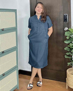 Bea Plain Denim blue Dress 0398