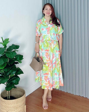 *Donna Printed Drawstring Dress 0371