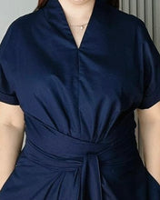 Load image into Gallery viewer, * Vera Plain Navyblue Premium Linen Dress 0020