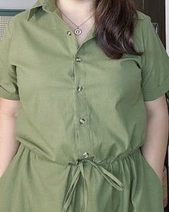 *Dahna Plain Green Dress 0334