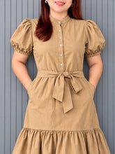 Load image into Gallery viewer, Celeste Cotton Poplin Puff Sleeve Tiered Dress 0004