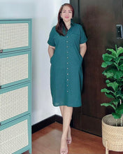 Load image into Gallery viewer, *Nicole Plain Blue Green Dress 0115