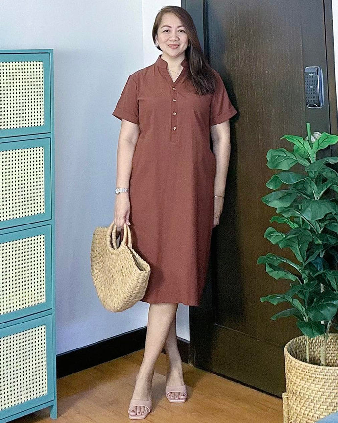 *Bea Plain Choco Brown Dress 0435