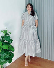 Load image into Gallery viewer, *Anika Maxi Striped Gray Dress 0001
