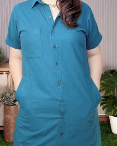 Nica Plain Blue Green Dress  0067