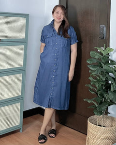 Elena Plain Soft Denim Dress 0079