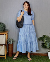 Load image into Gallery viewer, Lana Premium Linen Light Blue Top and Skirt 0004