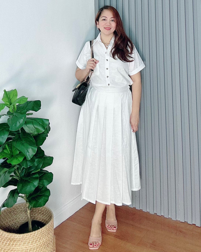 Trisha White Premium Linen  Top and Skirt Coordinates 0024