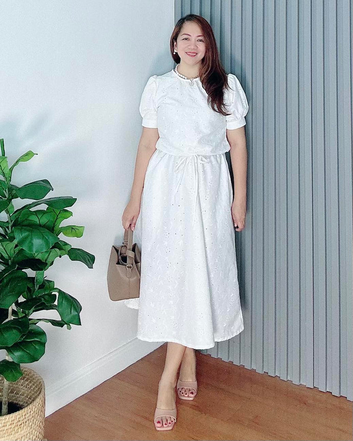 *Alexa White Eyelet Dress 0079