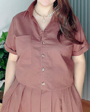 Load image into Gallery viewer, Trisha Dark Brown Premium Linen  Top and Skirt Coordinates 0023