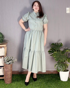 Bianca Premium Linen Midi Sage Dress 0209