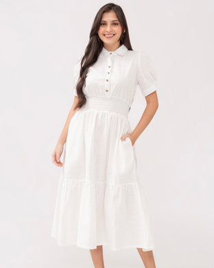 Diana Maxi Premium Linen White Dress 0055