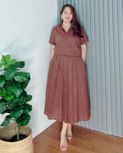 Load image into Gallery viewer, Trisha Dark Brown Premium Linen  Top and Skirt Coordinates 0023