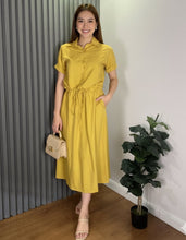 Load image into Gallery viewer, *Dahna Drawstring Plain Dress 0359
