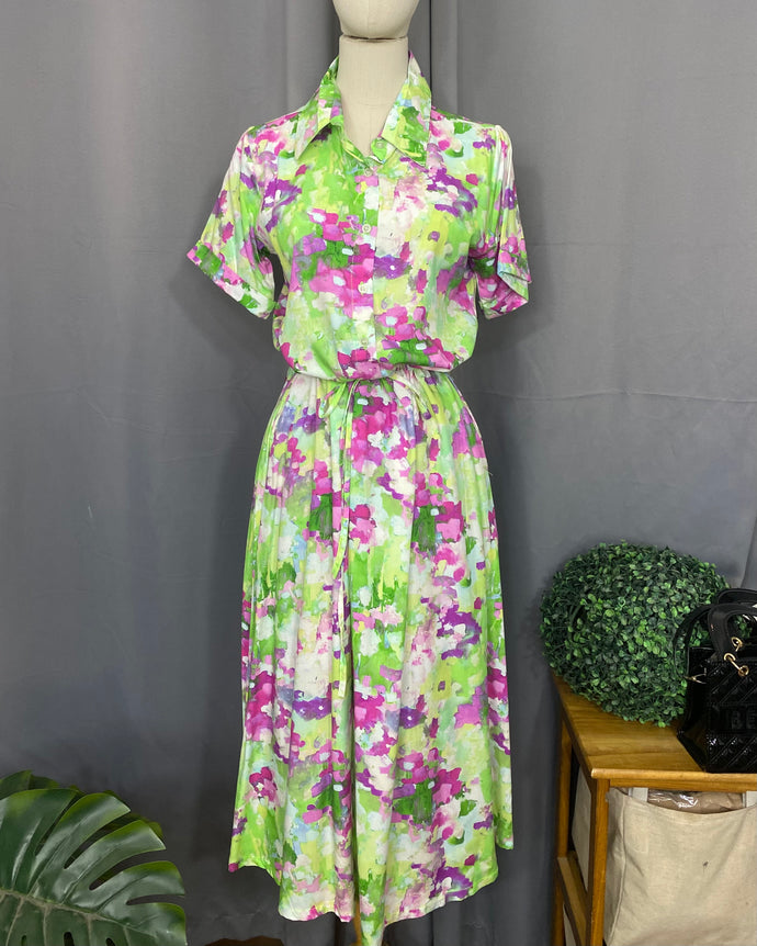 *Dahna Drawstring Printed Dress 0356